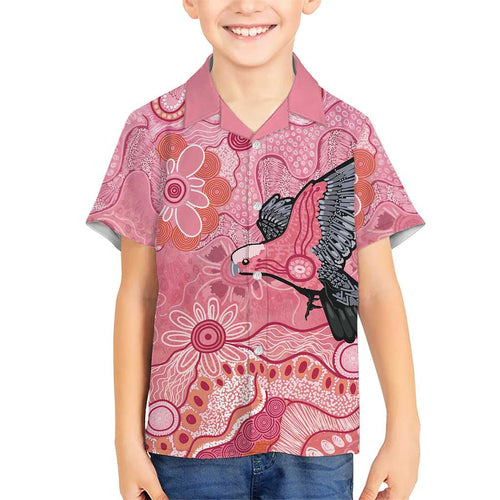 NAIDOC Week Aussie Indigenous Kid Hawaiian Shirt Aboriginal Galah Bird Contemporary Art