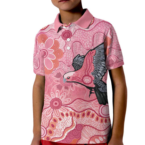 NAIDOC Week Aussie Indigenous Kid Polo Shirt Aboriginal Galah Bird Contemporary Art