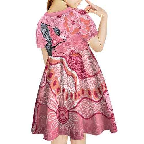 NAIDOC Week Aussie Indigenous Kid Short Sleeve Dress Aboriginal Galah Bird Contemporary Art