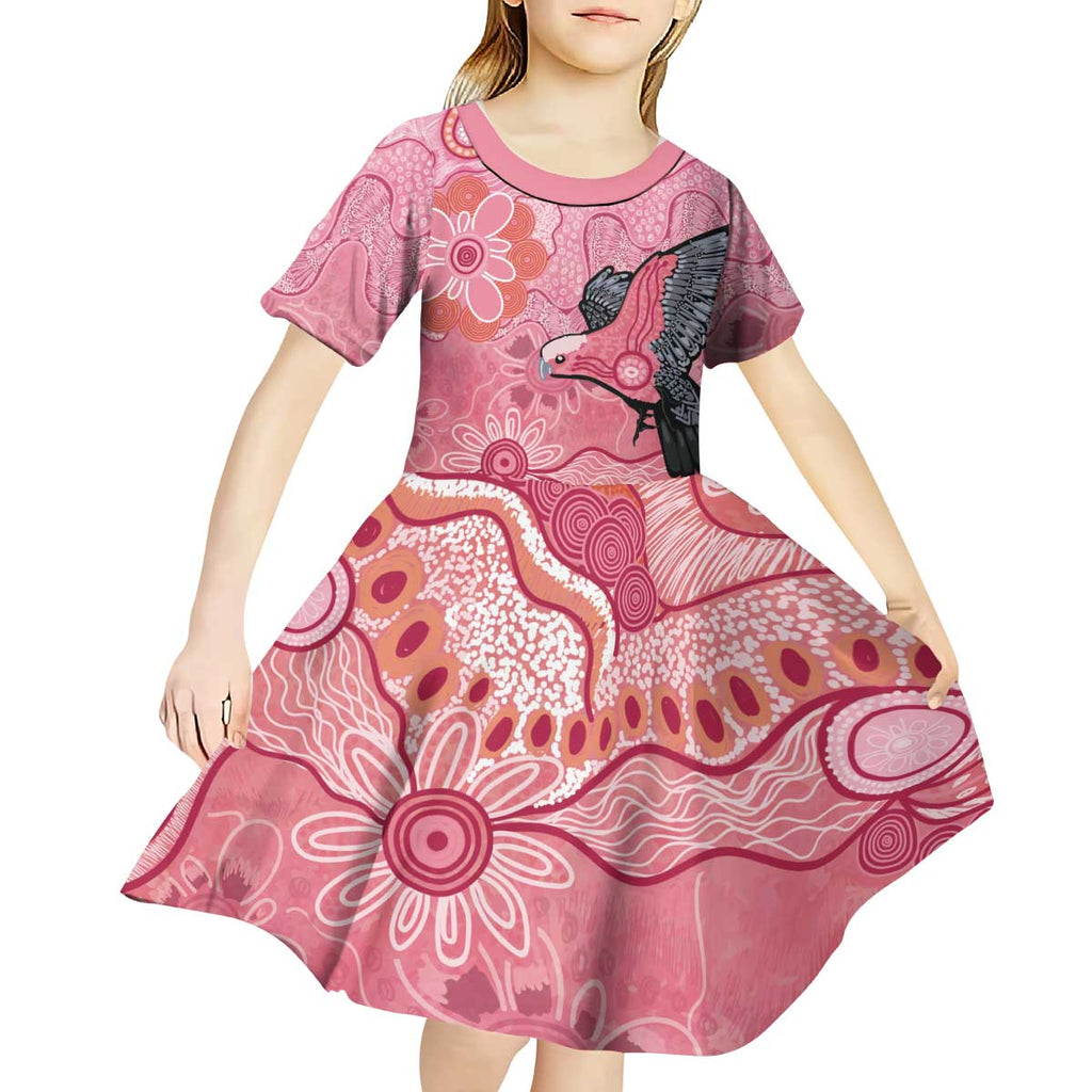 NAIDOC Week Aussie Indigenous Kid Short Sleeve Dress Aboriginal Galah Bird Contemporary Art