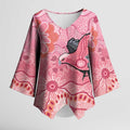 NAIDOC Week Aussie Indigenous Kimono Sleeve Blouse Aboriginal Galah Bird Contemporary Art
