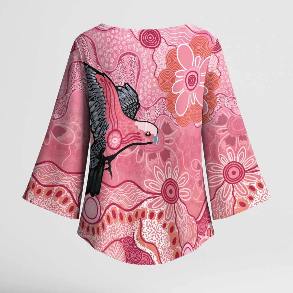 NAIDOC Week Aussie Indigenous Kimono Sleeve Blouse Aboriginal Galah Bird Contemporary Art