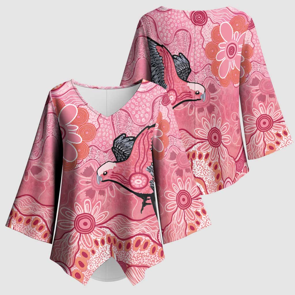 NAIDOC Week Aussie Indigenous Kimono Sleeve Blouse Aboriginal Galah Bird Contemporary Art