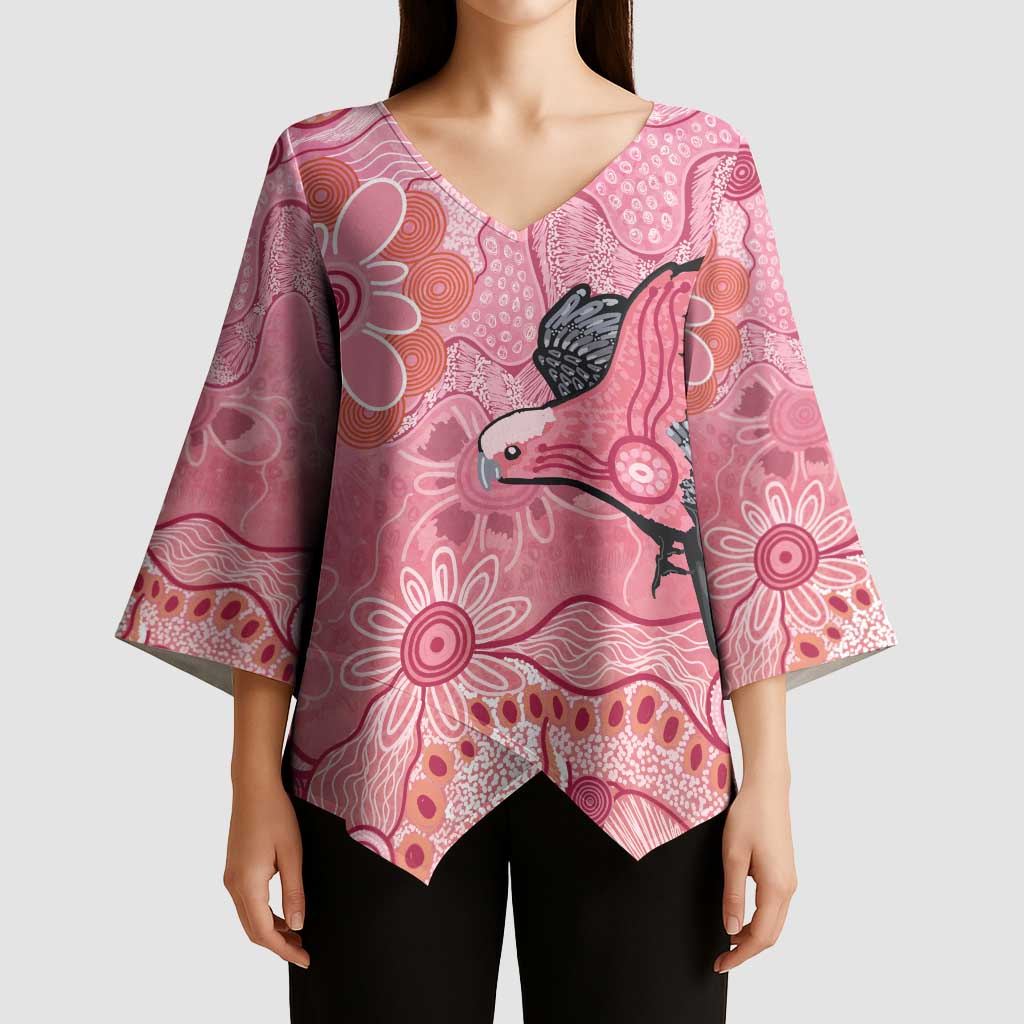 NAIDOC Week Aussie Indigenous Kimono Sleeve Blouse Aboriginal Galah Bird Contemporary Art