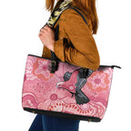 NAIDOC Week Aussie Indigenous Leather Tote Bag Aboriginal Galah Bird Contemporary Art