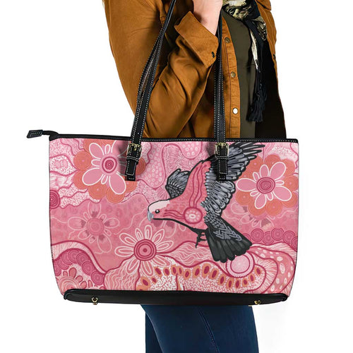 NAIDOC Week Aussie Indigenous Leather Tote Bag Aboriginal Galah Bird Contemporary Art