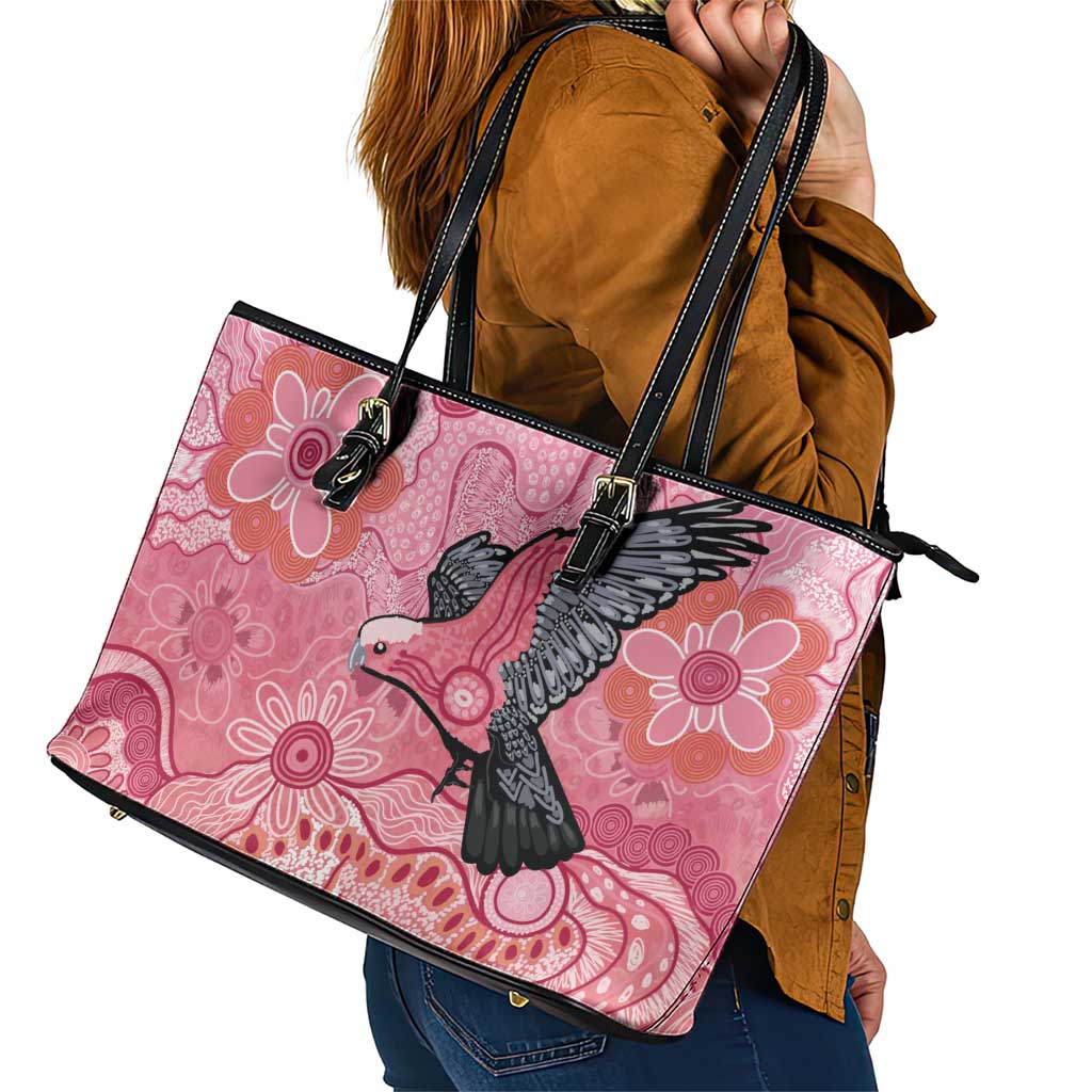 NAIDOC Week Aussie Indigenous Leather Tote Bag Aboriginal Galah Bird Contemporary Art