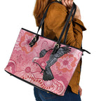 NAIDOC Week Aussie Indigenous Leather Tote Bag Aboriginal Galah Bird Contemporary Art