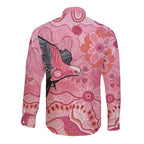 NAIDOC Week Aussie Indigenous Long Sleeve Button Shirt Aboriginal Galah Bird Contemporary Art