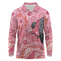 NAIDOC Week Aussie Indigenous Long Sleeve Polo Shirt Aboriginal Galah Bird Contemporary Art