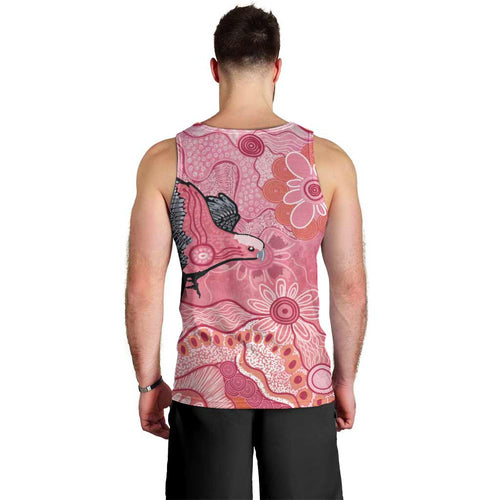 NAIDOC Week Aussie Indigenous Men Tank Top Aboriginal Galah Bird Contemporary Art