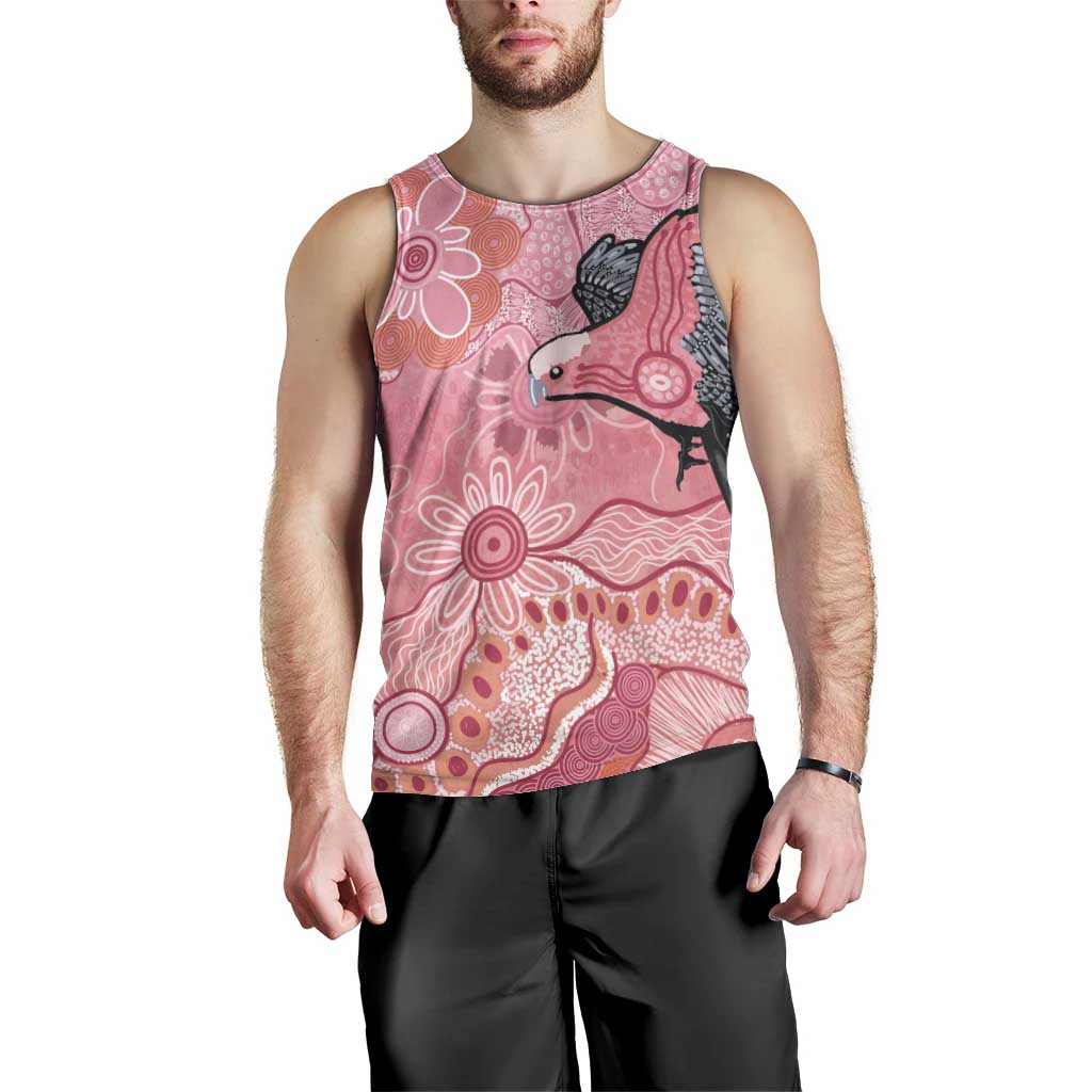 NAIDOC Week Aussie Indigenous Men Tank Top Aboriginal Galah Bird Contemporary Art