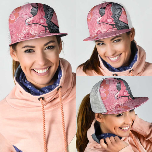 NAIDOC Week Aussie Indigenous Mesh Trucker Cap Aboriginal Galah Bird Contemporary Art