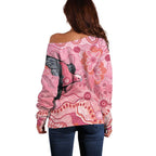 NAIDOC Week Aussie Indigenous Off Shoulder Sweater Aboriginal Galah Bird Contemporary Art