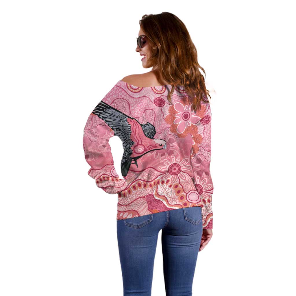 NAIDOC Week Aussie Indigenous Off Shoulder Sweater Aboriginal Galah Bird Contemporary Art