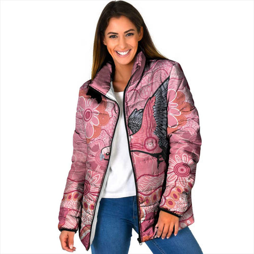 NAIDOC Week Aussie Indigenous Padded Jacket Aboriginal Galah Bird Contemporary Art