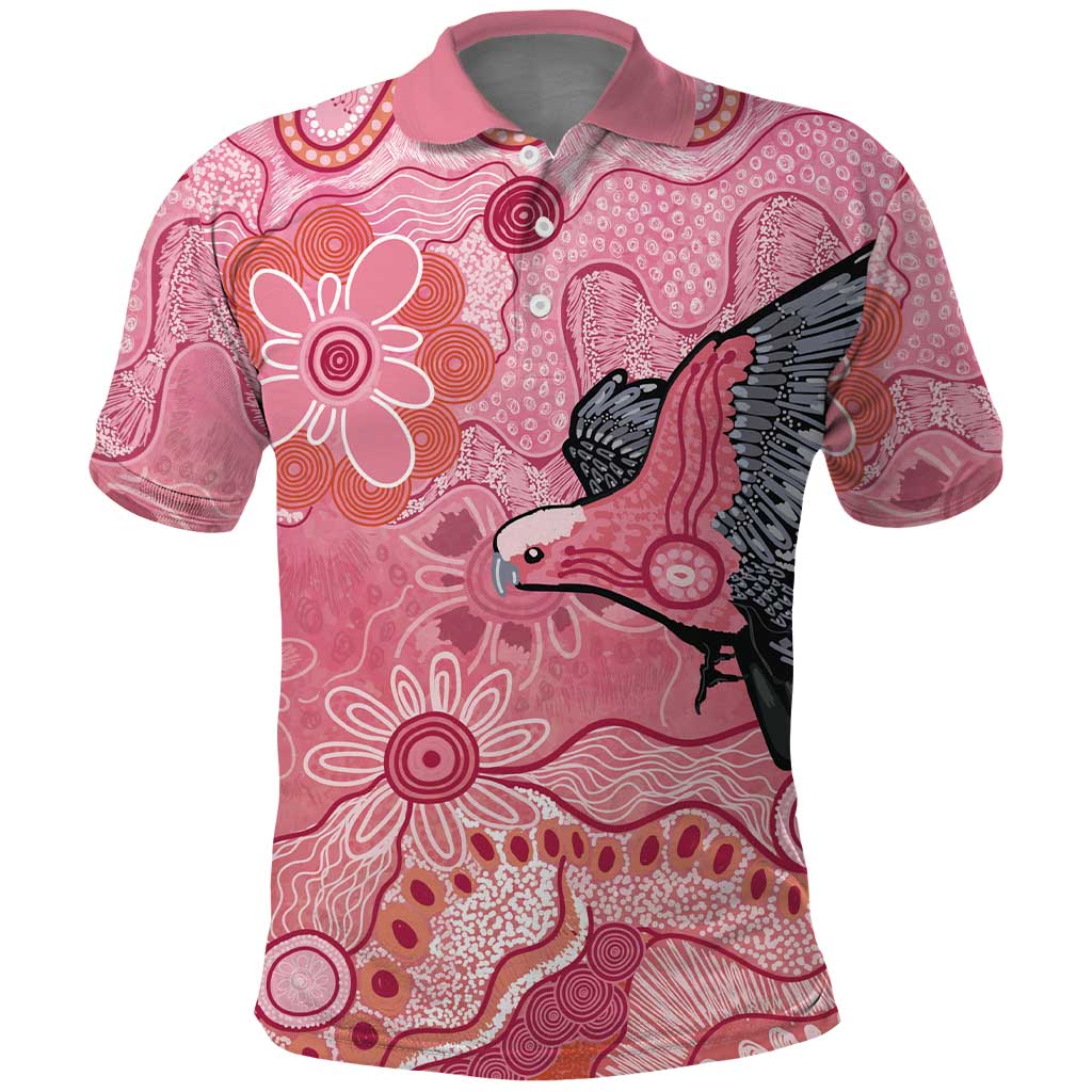 NAIDOC Week Aussie Indigenous Polo Shirt Aboriginal Galah Bird Contemporary Art