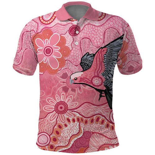 NAIDOC Week Aussie Indigenous Polo Shirt Aboriginal Galah Bird Contemporary Art