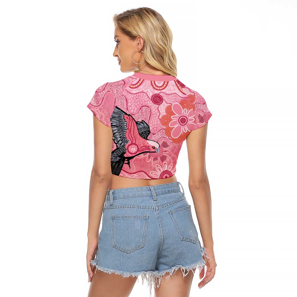 NAIDOC Week Aussie Indigenous Raglan Cropped T Shirt Aboriginal Galah Bird Contemporary Art