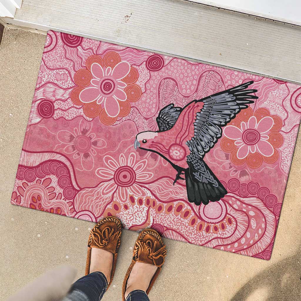 NAIDOC Week Aussie Indigenous Rubber Doormat Aboriginal Galah Bird Contemporary Art