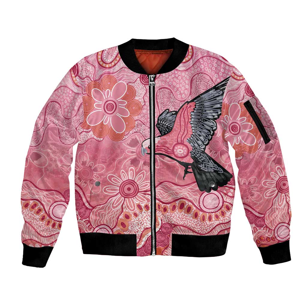 NAIDOC Week Aussie Indigenous Sleeve Zip Bomber Jacket Aboriginal Galah Bird Contemporary Art