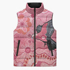 NAIDOC Week Aussie Indigenous Sleeveless Puffer Jacket Aboriginal Galah Bird Contemporary Art