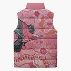 NAIDOC Week Aussie Indigenous Sleeveless Puffer Jacket Aboriginal Galah Bird Contemporary Art