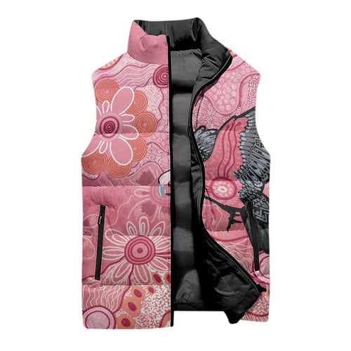 NAIDOC Week Aussie Indigenous Sleeveless Puffer Jacket Aboriginal Galah Bird Contemporary Art