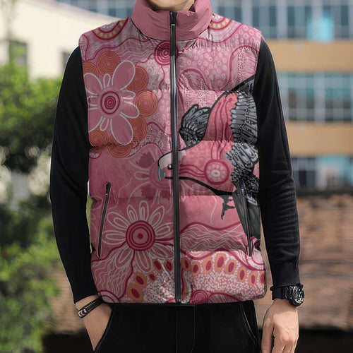NAIDOC Week Aussie Indigenous Sleeveless Puffer Jacket Aboriginal Galah Bird Contemporary Art