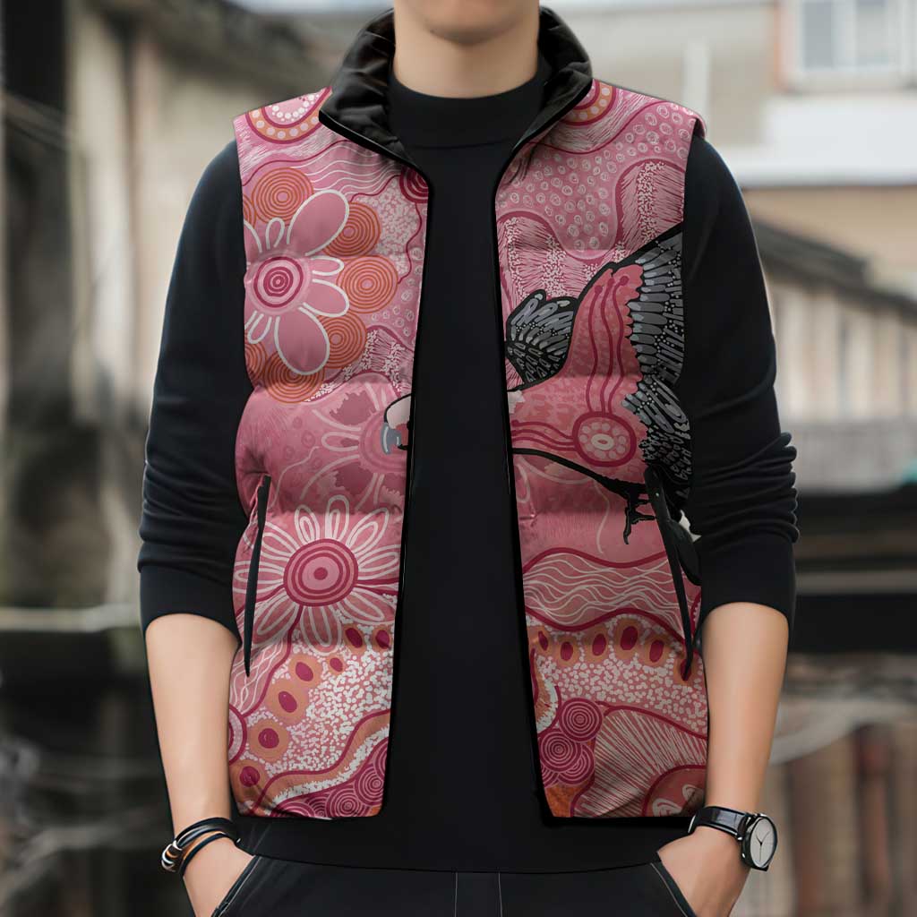 NAIDOC Week Aussie Indigenous Sleeveless Puffer Jacket Aboriginal Galah Bird Contemporary Art