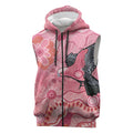 NAIDOC Week Aussie Indigenous Sleeveless Zip Hoodie Aboriginal Galah Bird Contemporary Art