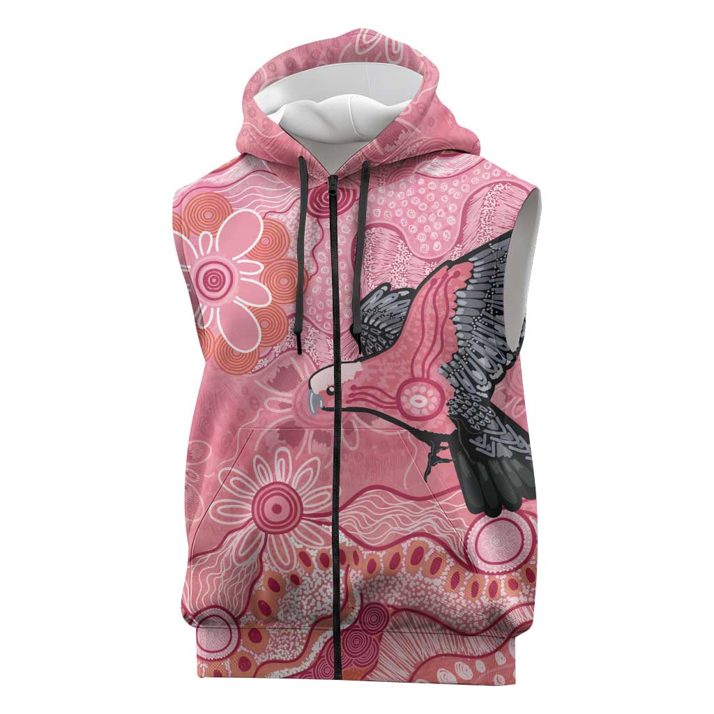 NAIDOC Week Aussie Indigenous Sleeveless Zip Hoodie Aboriginal Galah Bird Contemporary Art