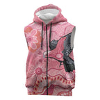 NAIDOC Week Aussie Indigenous Sleeveless Zip Hoodie Aboriginal Galah Bird Contemporary Art