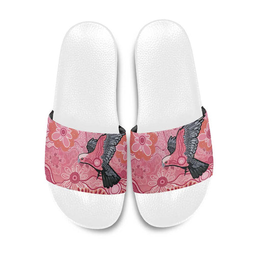 NAIDOC Week Aussie Indigenous Slide Sandals Aboriginal Galah Bird Contemporary Art