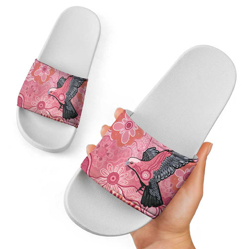 NAIDOC Week Aussie Indigenous Slide Sandals Aboriginal Galah Bird Contemporary Art