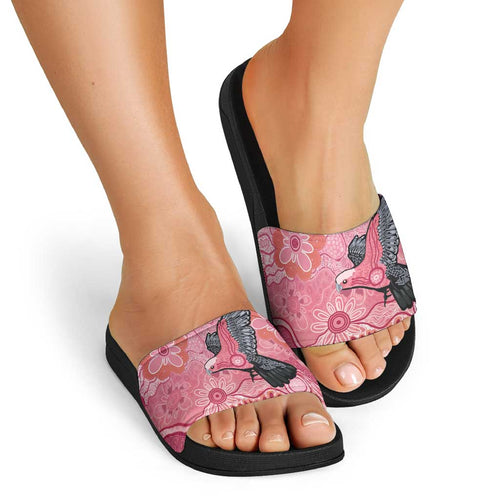NAIDOC Week Aussie Indigenous Slide Sandals Aboriginal Galah Bird Contemporary Art