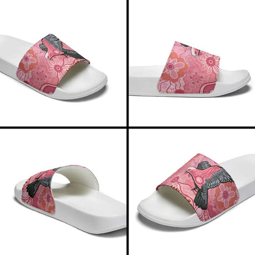NAIDOC Week Aussie Indigenous Slide Sandals Aboriginal Galah Bird Contemporary Art
