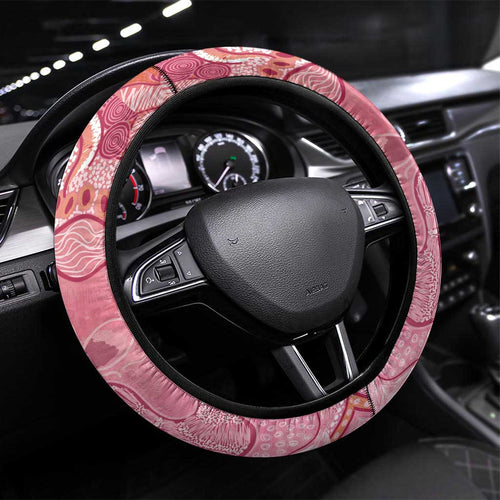 NAIDOC Week Aussie Indigenous Steering Wheel Cover Aboriginal Galah Bird Contemporary Art
