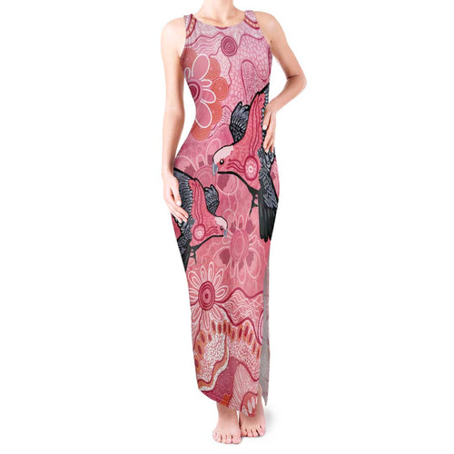 NAIDOC Week Aussie Indigenous Tank Maxi Dress Aboriginal Galah Bird Contemporary Art