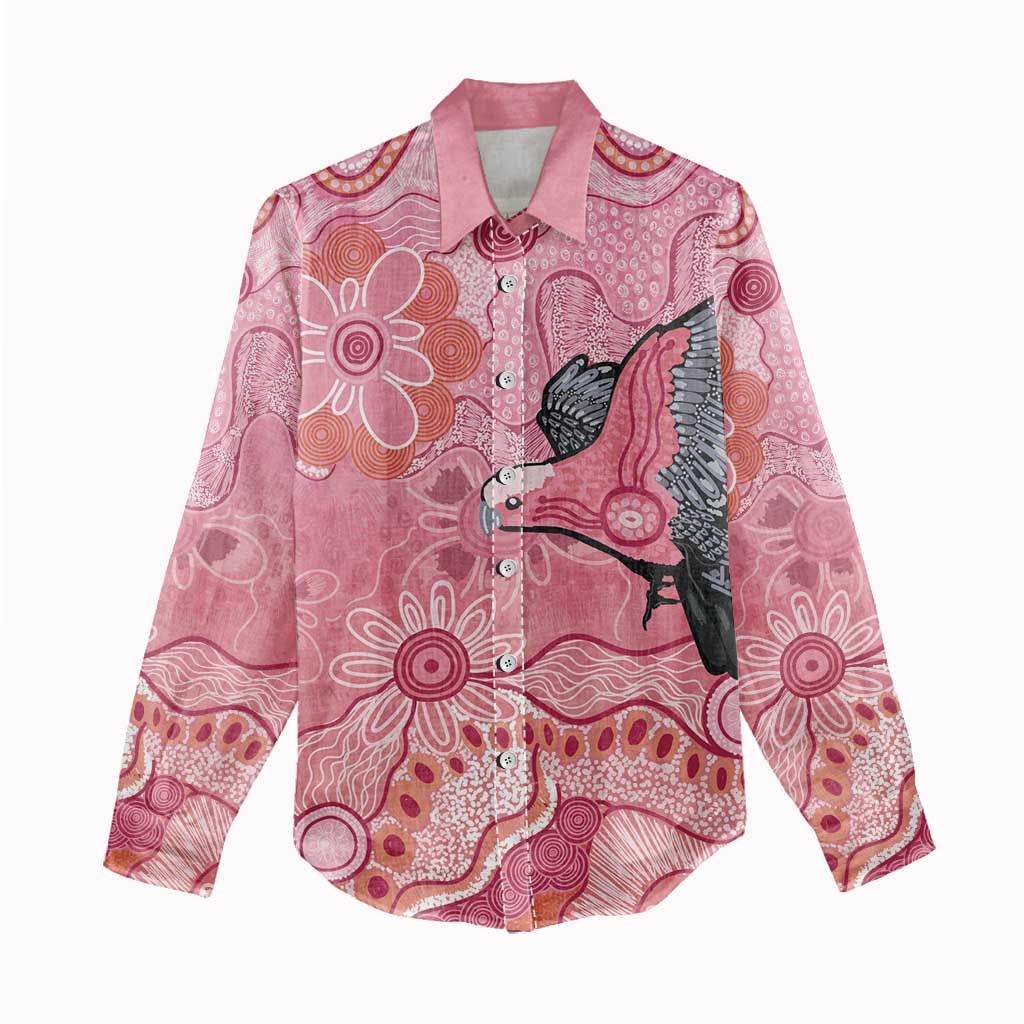 NAIDOC Week Aussie Indigenous Women Casual Shirt Aboriginal Galah Bird Contemporary Art