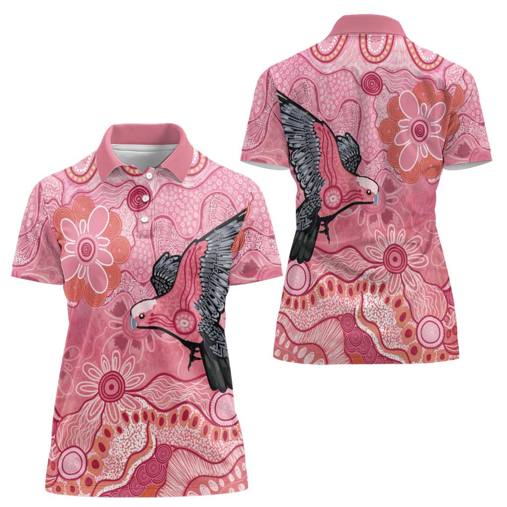 NAIDOC Week Aussie Indigenous Women Polo Shirt Aboriginal Galah Bird Contemporary Art
