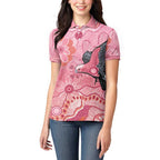 NAIDOC Week Aussie Indigenous Women Polo Shirt Aboriginal Galah Bird Contemporary Art