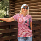 NAIDOC Week Aussie Indigenous Women Polo Shirt Aboriginal Galah Bird Contemporary Art