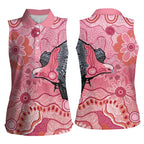 NAIDOC Week Aussie Indigenous Women Sleeveless Polo Shirt Aboriginal Galah Bird Contemporary Art