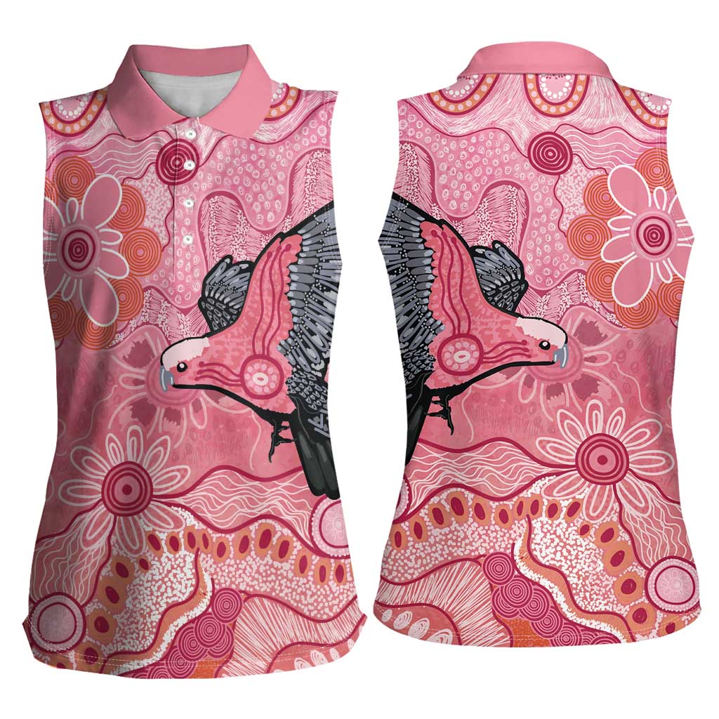 NAIDOC Week Aussie Indigenous Women Sleeveless Polo Shirt Aboriginal Galah Bird Contemporary Art