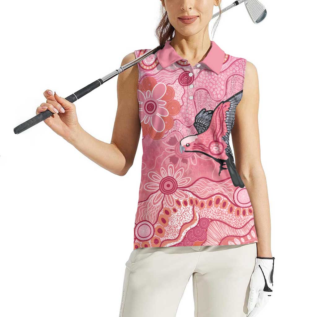 NAIDOC Week Aussie Indigenous Women Sleeveless Polo Shirt Aboriginal Galah Bird Contemporary Art