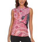 NAIDOC Week Aussie Indigenous Women Sleeveless Polo Shirt Aboriginal Galah Bird Contemporary Art