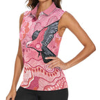NAIDOC Week Aussie Indigenous Women Sleeveless Polo Shirt Aboriginal Galah Bird Contemporary Art