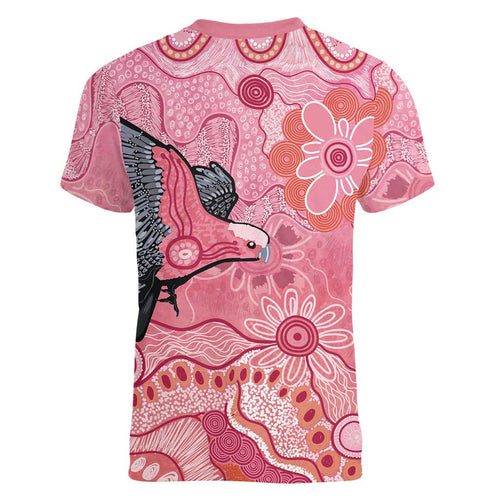 NAIDOC Week Aussie Indigenous Women V-Neck T-Shirt Aboriginal Galah Bird Contemporary Art