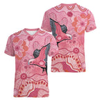 NAIDOC Week Aussie Indigenous Women V-Neck T-Shirt Aboriginal Galah Bird Contemporary Art